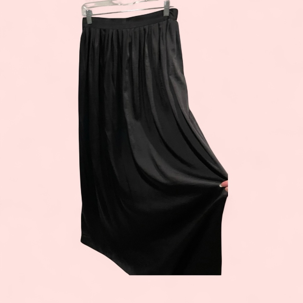 Cute Y2K style BCGG black silky super long whimsigoth maxi skirt elastic